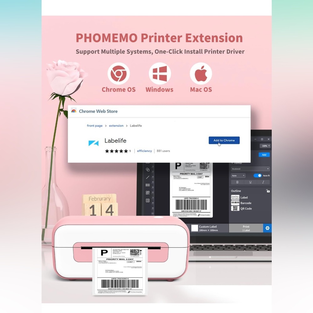 Pink Phomemo Label Printer - Picture 7 of 8